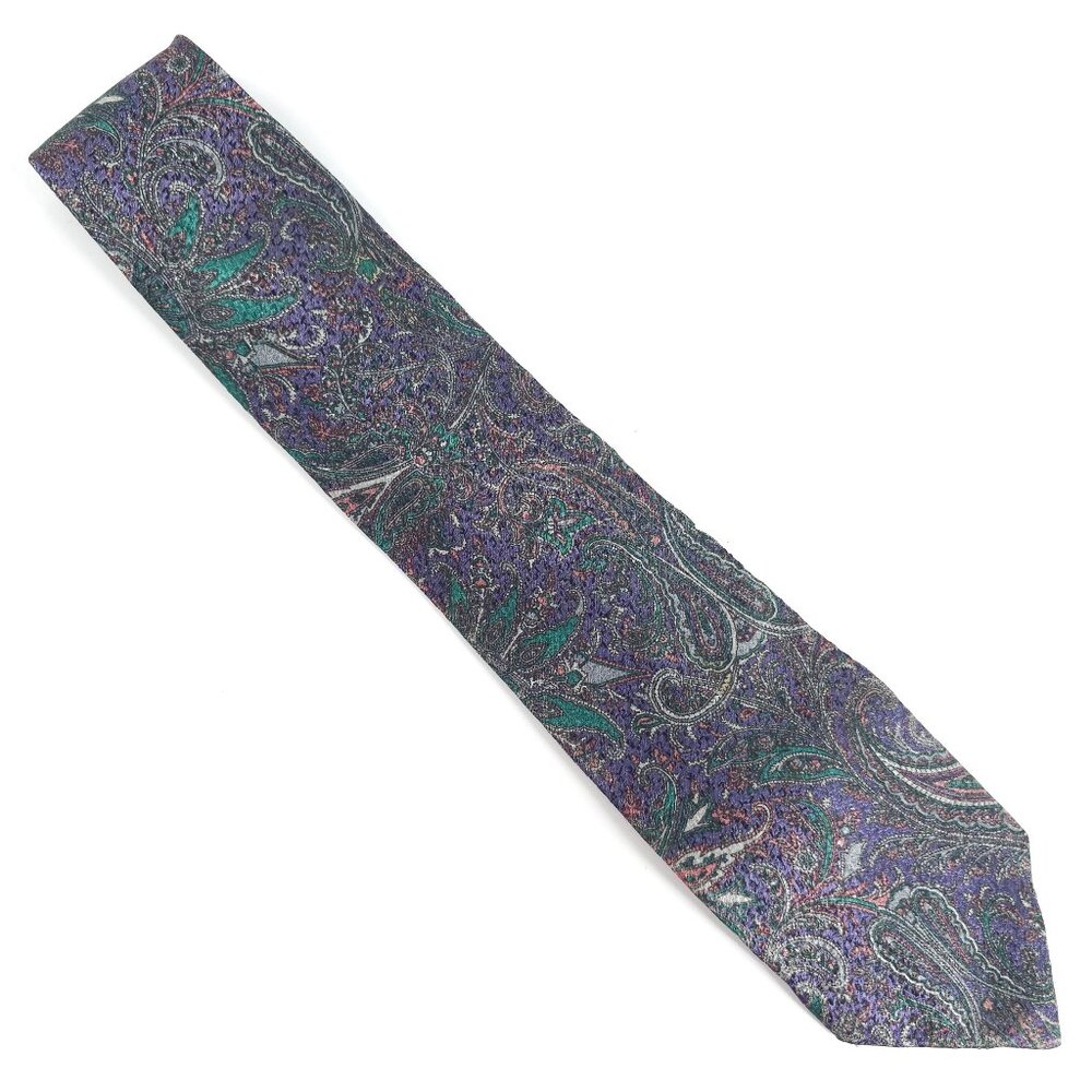 MBP for Tie Rack Men Necktie 100% Silk Geometric Purple Multi 59x3.5 - NWOT